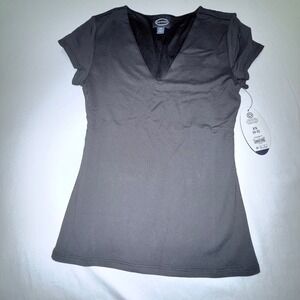 Scoop V-Neck Contour Top Women XS Black New NWT SS2030 Cap Sleeve Slim Fit